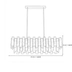Modern Extended Rectangular Crystal Prism Chandelier Line Art Dimension Diagram