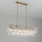 Illuminated Modern Crystal Prism Art Glass Linear Chandelier Studio Display