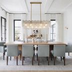 Modern Crystal Prism Art Glass Linear Chandelier Over Dining Table