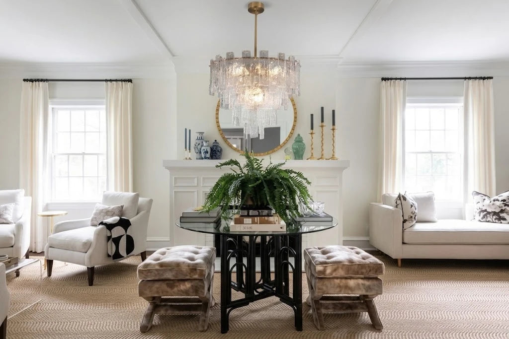 Modern Crystal Prism Art Glass Chandelier in Foyer Setting