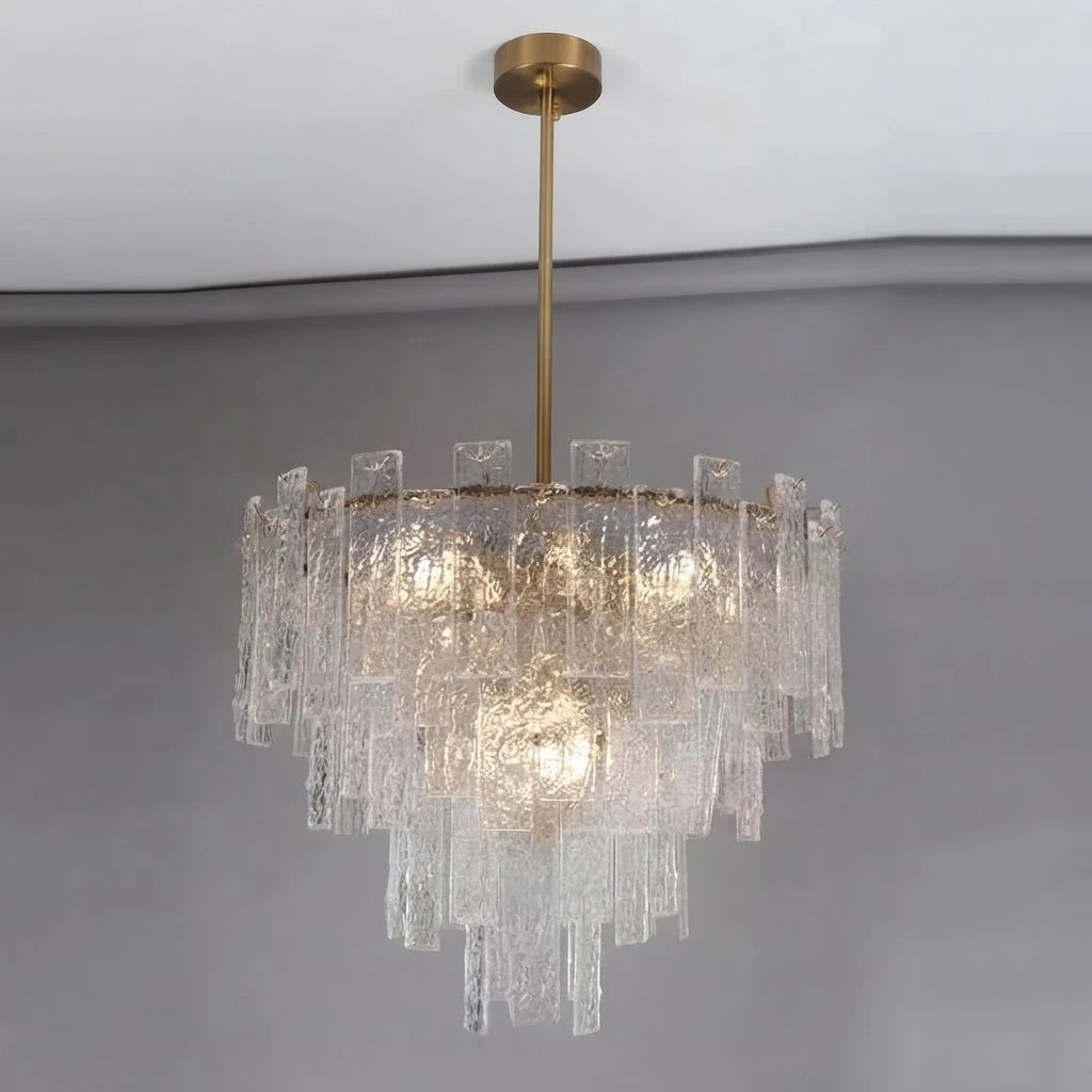Illuminated Modern Multi-Tier Crystal Prism Chandelier Studio Shot