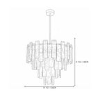 Modern Small Crystal Prism Chandelier Line Art Dimension Diagram