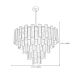 Modern Medium Crystal Prism Chandelier Line Art Dimension Diagram