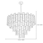 Modern Large Crystal Prism Chandelier Line Art Dimension Diagram