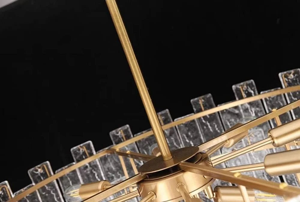 Close Up View of Brass Canopy and Chandelier Mounting Structure