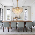 Modern Multi-Tier Crystal Prism Chandelier Over Dining Table