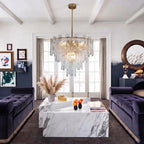 Modern Multi-Tier Crystal Chandelier in Luxury Living Room
