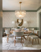Modern Crystal Prism Art Glass Chandelier Over Round Dining Table