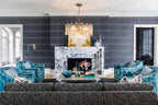 Modern Multi-Tier Crystal Prism Chandelier in Elegant Living Area