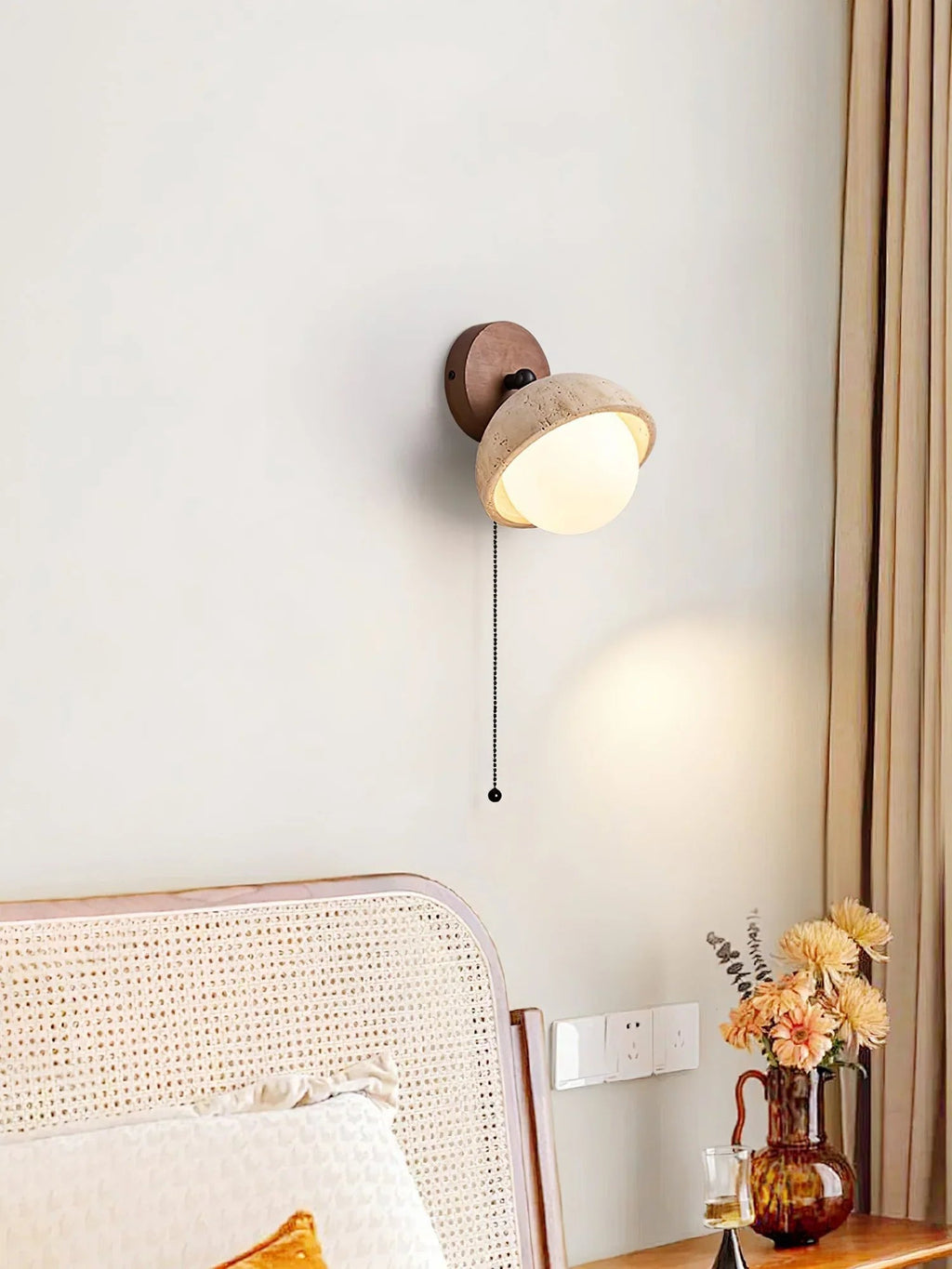 Globe Pecherna Travertine Wall Sconce