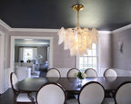 Modern Pearl Beaded Feather Art Glass Chandelier in Elegant Dining Setting