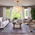 Modern Brass Pearl Beaded Feather Chandelier in Stylish Living Room