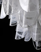 Close Up View of Layered Wave Feather Glass Texture and Glowing Edges