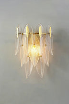 Illuminated Modern Multi-Tier Feather Art Glass Wall Sconce Studio Display