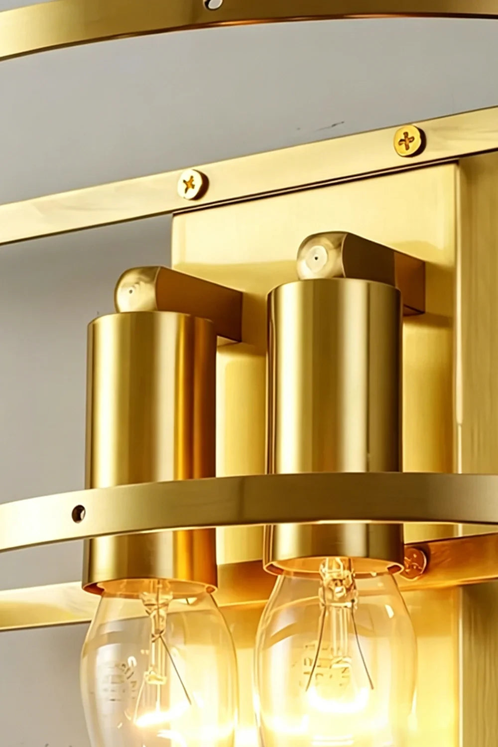Close Up View of Brass Double Lampholder and Bulb Structure