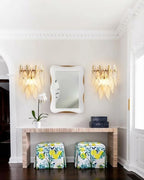 Modern Feather Art Glass Wall Sconces Over Entryway Console