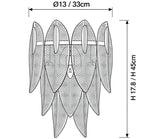 Modern Feather Art Glass Wall Sconce Line Art Dimension Diagram
