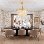 Modern Feather Art Glass Chandelier in Elegant Dining Setting