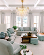 Modern Feather Art Glass Chandelier in Stylish Living Area