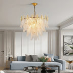 Modern Feather Art Glass Chandelier in Classic Living Room