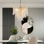 Modern Feather Art Glass Chandelier in Contemporary Interior