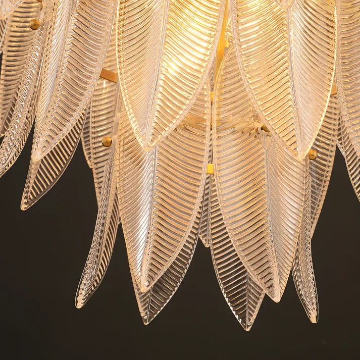 Close Up View of Feather Glass Petals Texture and Glowing Edges