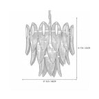 Modern Small Feather Art Glass Chandelier Line Art Dimension Diagram