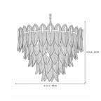 Modern Large Feather Art Glass Chandelier Line Art Dimension Diagram