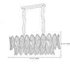 Modern Linear Feather Art Glass Chandelier Line Art Dimension Diagram