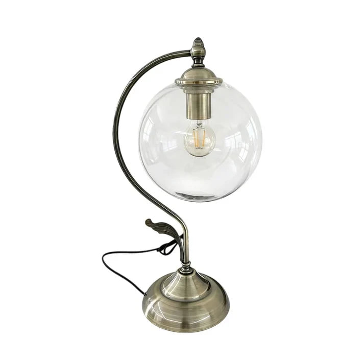Gooseneck Brass Globe Table Lamp