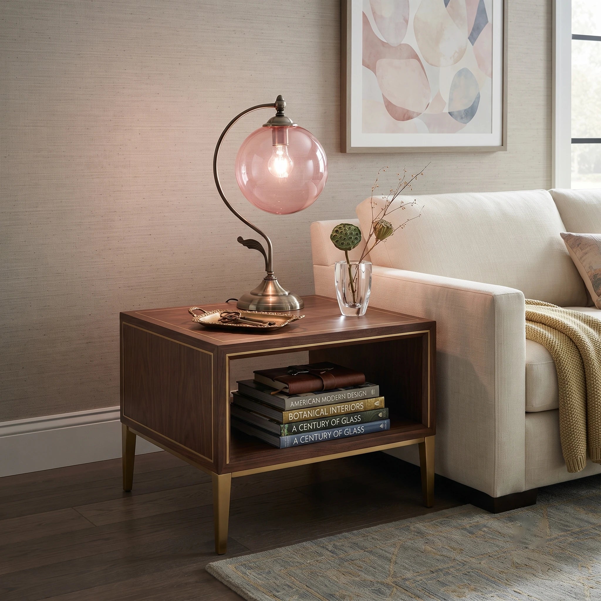 Gooseneck Brass Globe Table Lamp