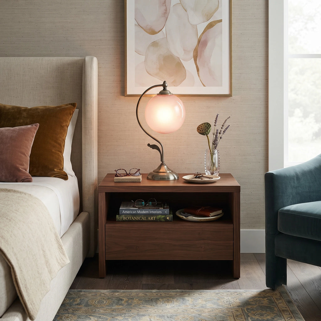 Gooseneck Brass Globe Table Lamp