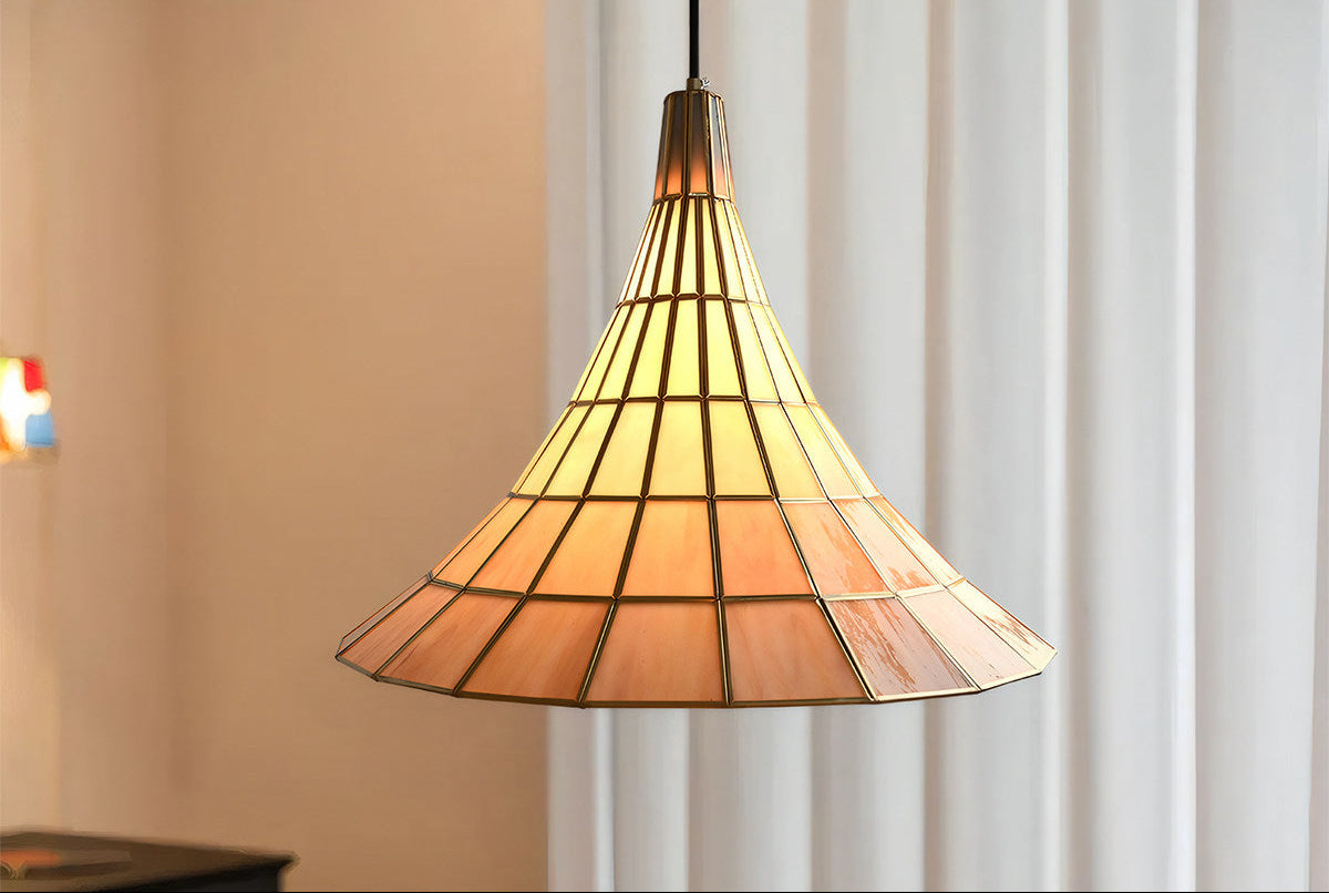 Conical Stained Glass Pendant