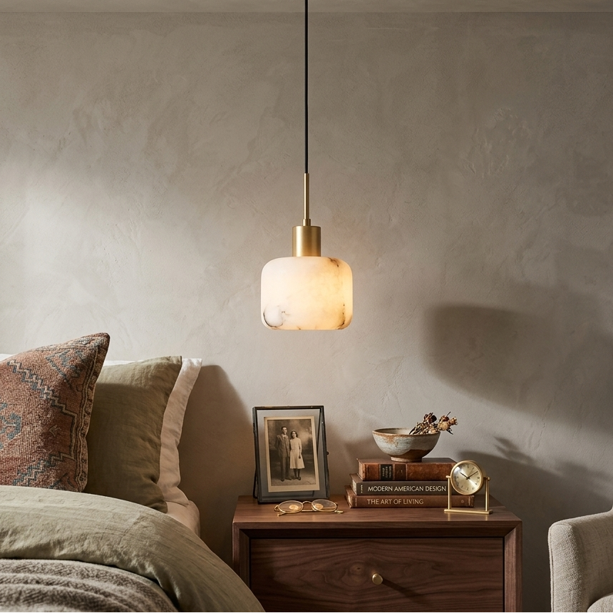 Halden Drum Alabaster Pendant Light