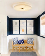 Modern Flat Round Alabaster Ceiling Light in Hallway Entryway