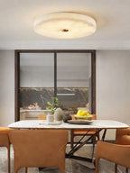 Modern Alabaster Art Glass Flush Mount Ceiling Light Over Dining Room Table
