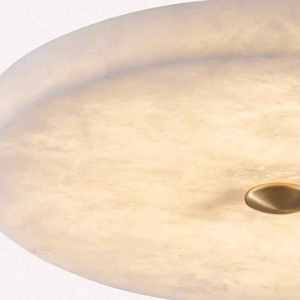 Close Up View of Natural Alabaster Stone Texture and Center Mounting Hardware