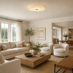 Modern Alabaster Art Glass Flush Mount Ceiling Light in Living Room
