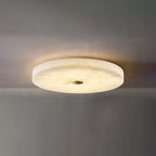 Illuminated Modern Flat Round Alabaster Flush Mount Ceiling Light Studio Shot