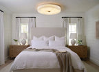 Modern Flat Round Alabaster Ceiling Light in Master Bedroom Setting