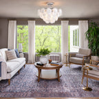 Modern White Disc Art Glass Ceiling Light in Bright Living Room