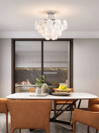 Modern White Disc Ceiling Light in Elegant Dining Setting