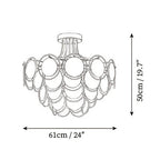 Modern Medium White Disc Art Glass Ceiling Light Line Art Dimension Diagram