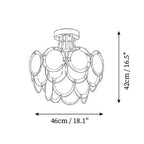 Modern Small White Disc Art Glass Ceiling Light Line Art Dimension Diagram