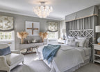 Modern White Disc Ceiling Light in Elegant Bedroom Interior