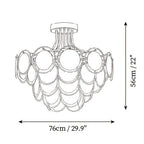 Modern Large White Disc Art Glass Ceiling Light Line Art Dimension Diagram