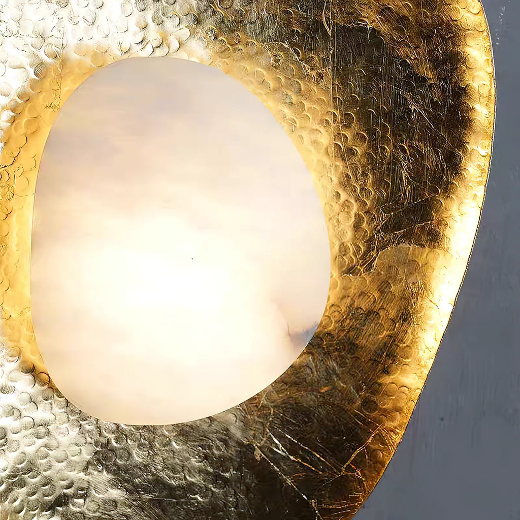 Close Up View of Textured Gold Foil Rim and Glowing Alabaster Core