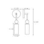Modern Single-Light Brass and Alabaster Wall Sconce Line Art Dimension Diagram