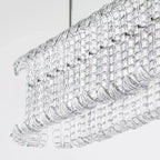 Angled View of Modern Rectangular Crystal Prism Linear Chandelier Studio Shot