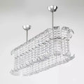 Front View of Modern Rectangular Crystal Prism Linear Chandelier Studio Display